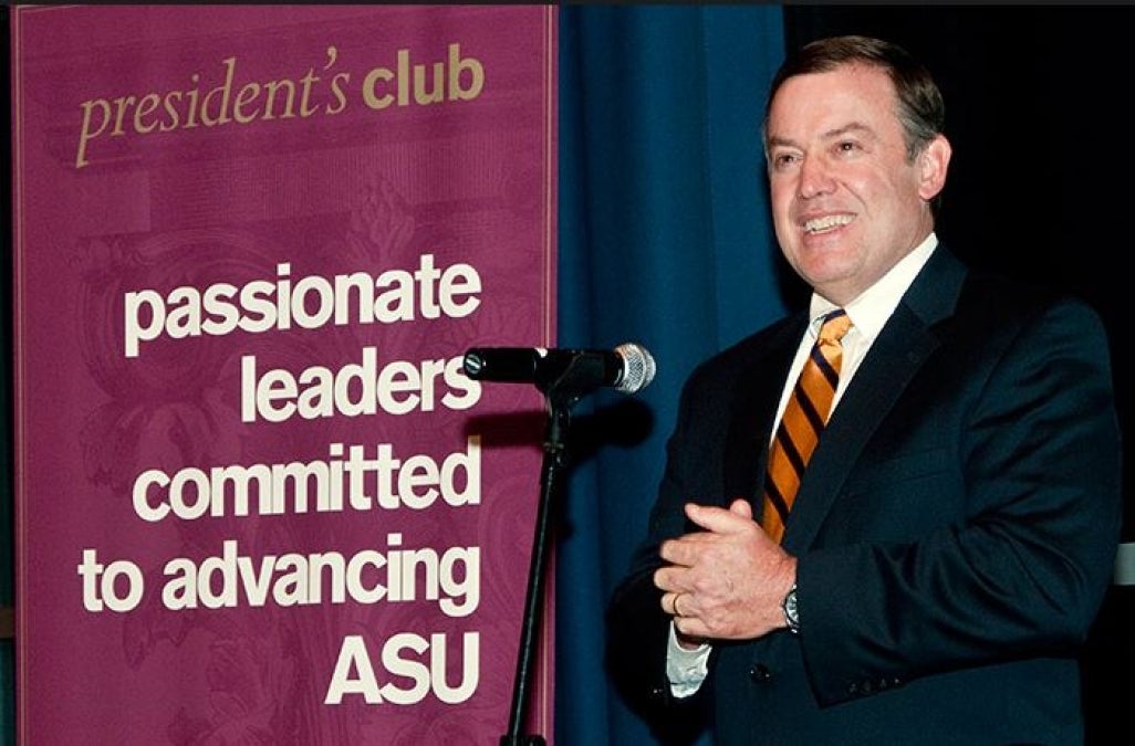 ASU President Michael Crow addresses the ASU President's Club