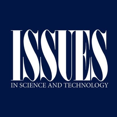 Issues in Science and Technology written in white letters on a navy blue background