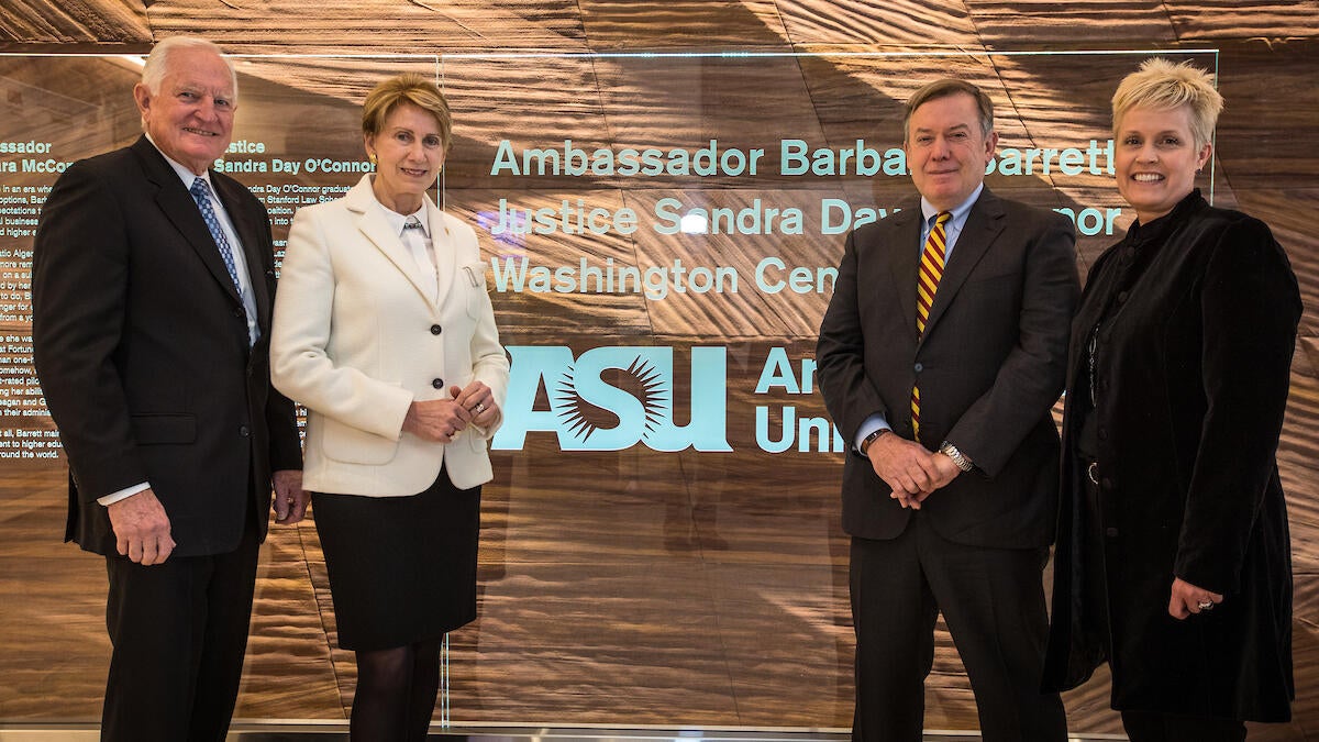 Craig and Barbara Barrett, Michael Crow and Gretchen Buhlig