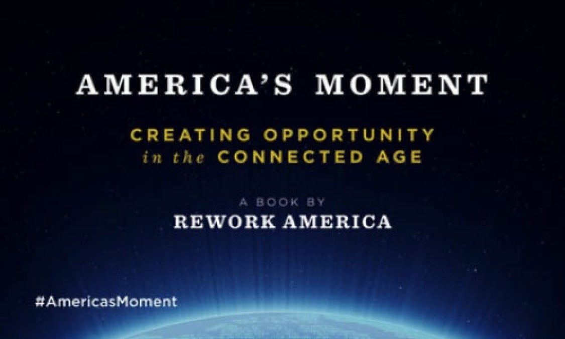 Image of space with text America's Moment