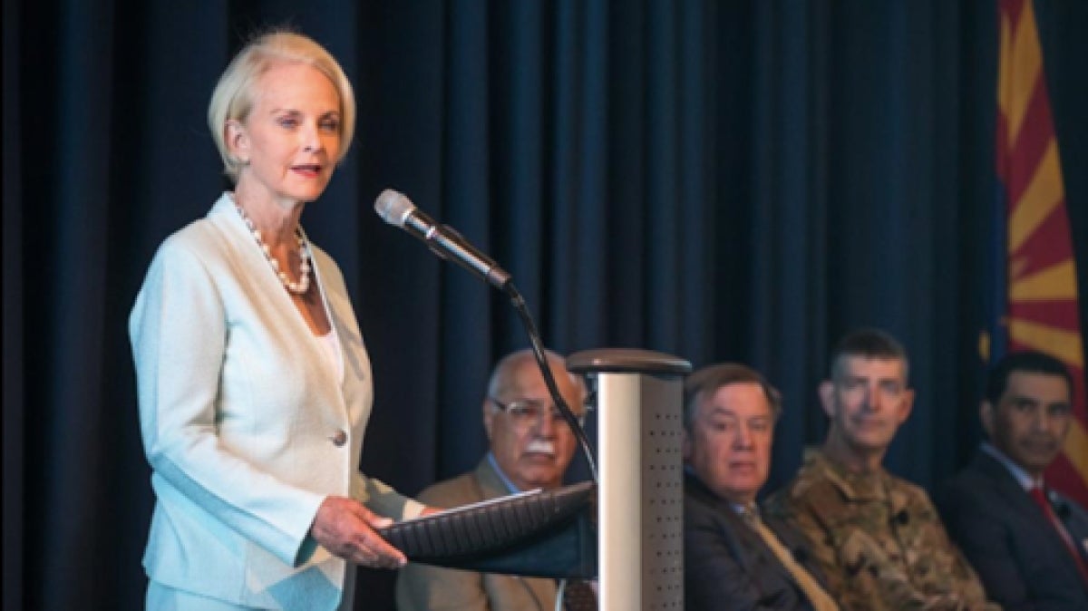Mrs. Cindy McCain speaks at the launch of Rio Reimagined