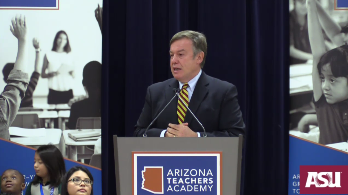 ASU President Michael Crow announces Arizona Teachers Academy scholarhip