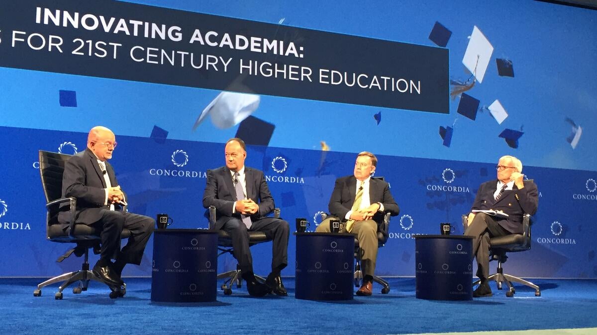 John DeGoia, Eduardo Padron, Michael Crow and Tom Brokaw at the 2016 Concordia Summit  