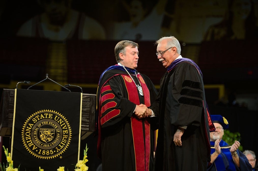 Crow Presents Congressman Ed Pastor ASU Medal of Excellence