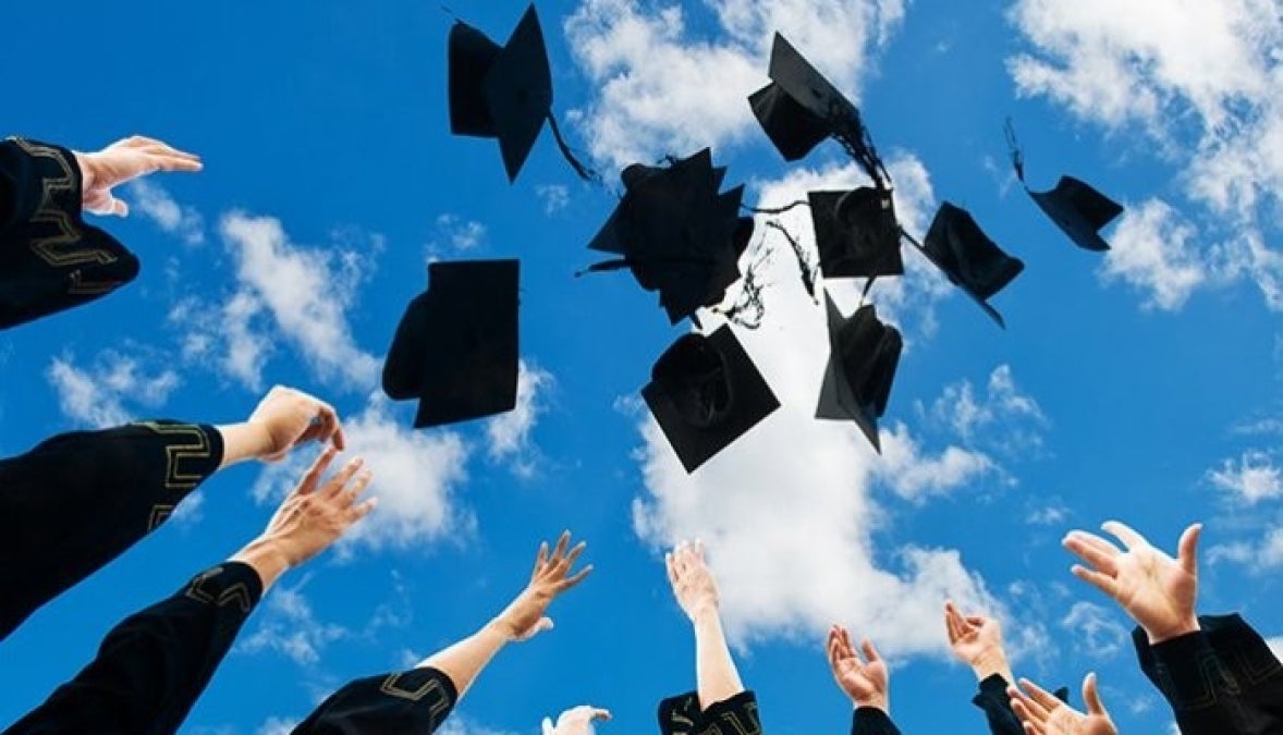 Mortar boards in the air 