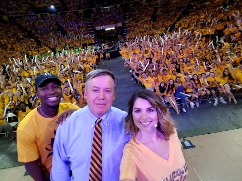 Michael Crow selfie with student leaders