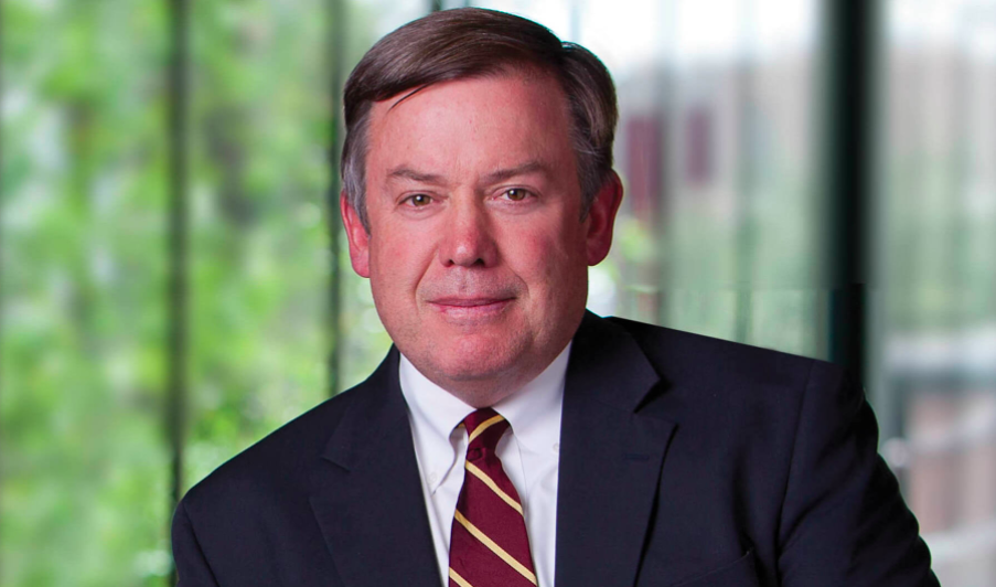 ASU President Michael Crow in Fulton Center ASU President Michael Crow standing in Fulton Center atrium